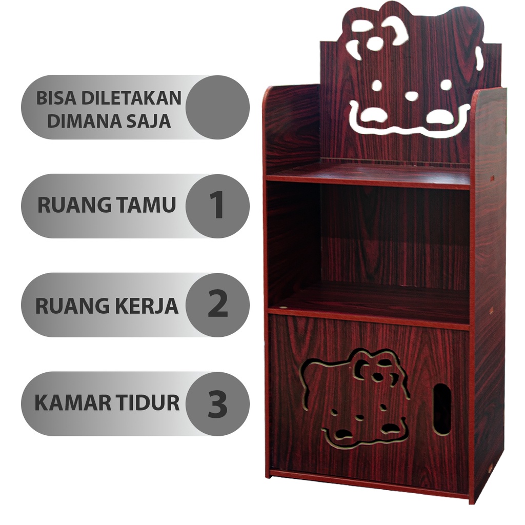 Alfaindo Lemari Nakas Hias Minimalis Portable Meja Samping Kamar Tidur Kayu MDF LC030