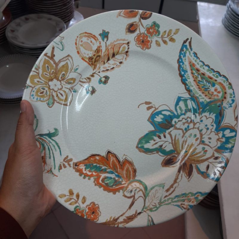 FLOWER DINNER PLATE PIRING KERAMIK SANGO PIRING HIAS WALL DEKOR MOTIF BUNGA KEBUN GARDEN