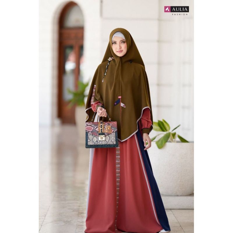 SET GAMIS AULIA FASHION SEIRA BRICK BROWN OLIVE GREEN