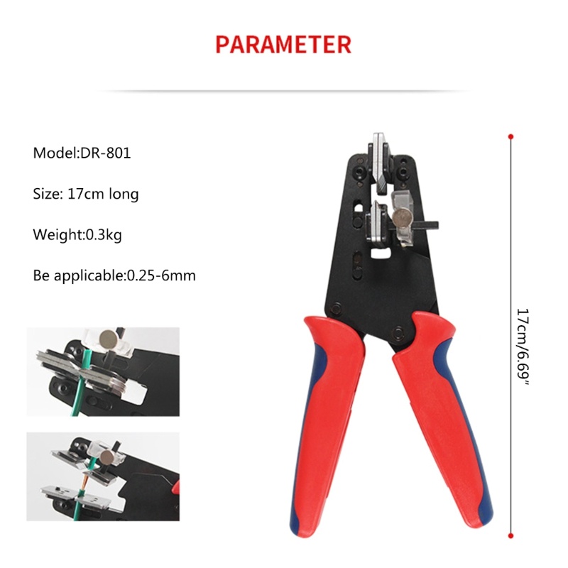 Alat Pengupas Kabel Kawat Rahang Datar 0.25.75,1.5,2,5,4,6mm2 Bahan Baja Karbon