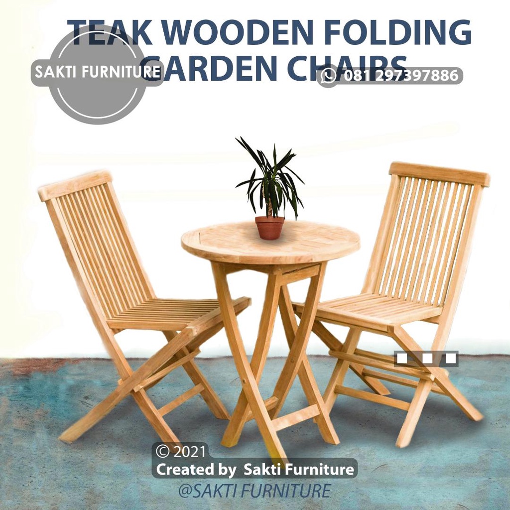 Minimalist Teak Wood Folding Garden Chair (Kursi Lipat Kayu Jati Minimalis untuk taman) GRADE - C
