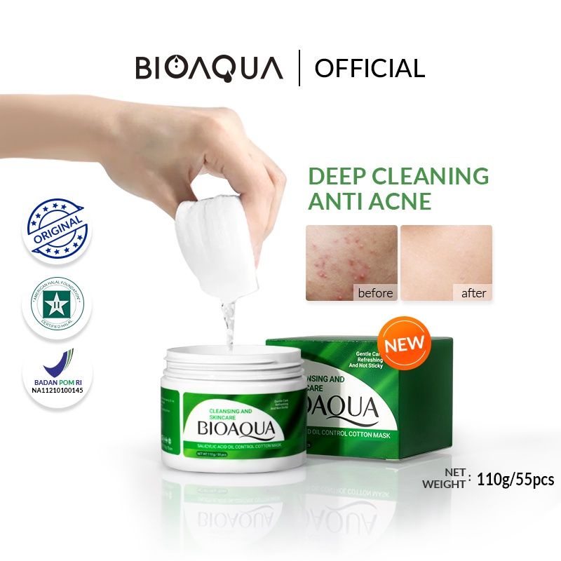 BPOM| BIOAQUA Salicylic Acid Oil Control Cotton Mask 110g/55pcs