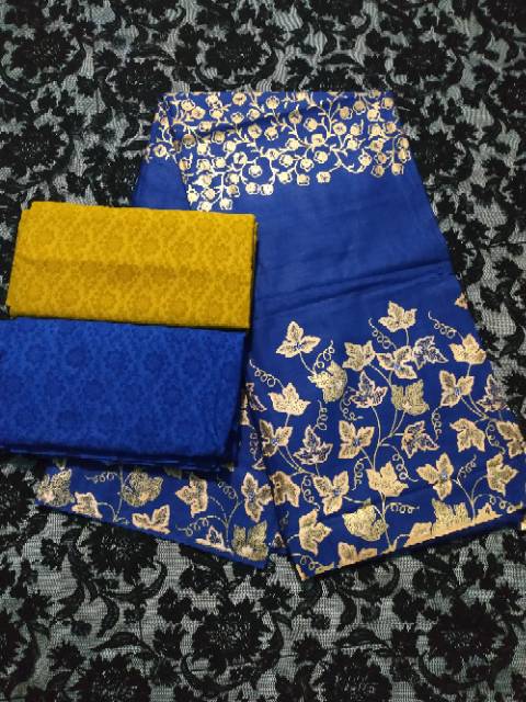 Kain Batik Prada Biru MURAH Kode 556 Couple Katun Printing Sogan Lawasan Seragam Bridesmaid Meteran