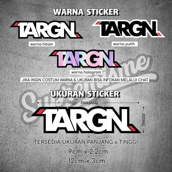 Stiker TARGN / Sticker Team Arogan / Cutting TARGN / Stiker Otomotif Glossy Waterproof