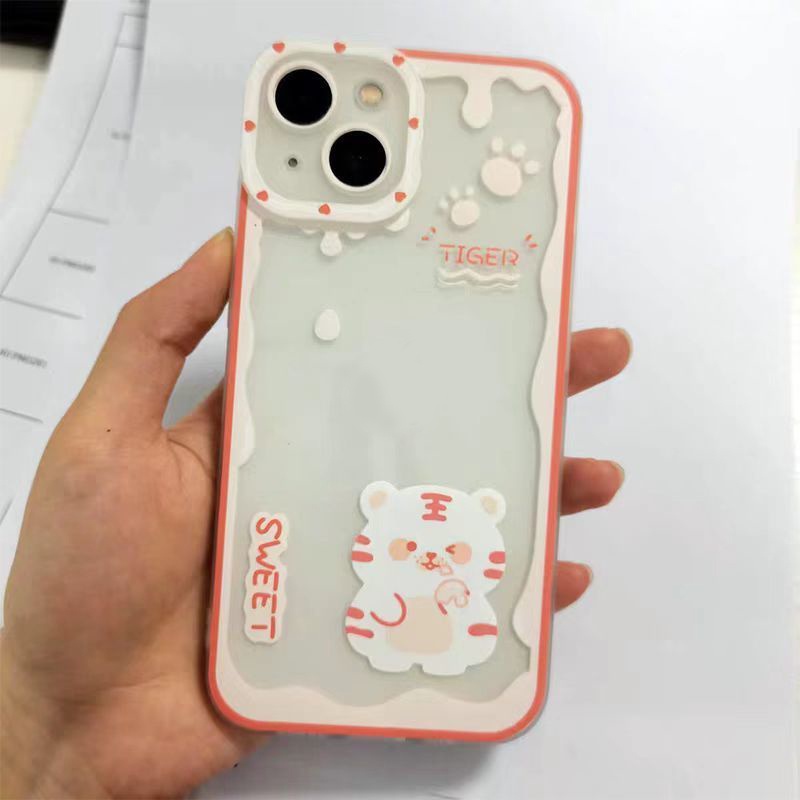 Soft Case Bahan TPU Motif Harimau Untuk Iphone 13 12 Mini 11 Pro X XR XS Max SE 2020 6 6S 7 8 Plus