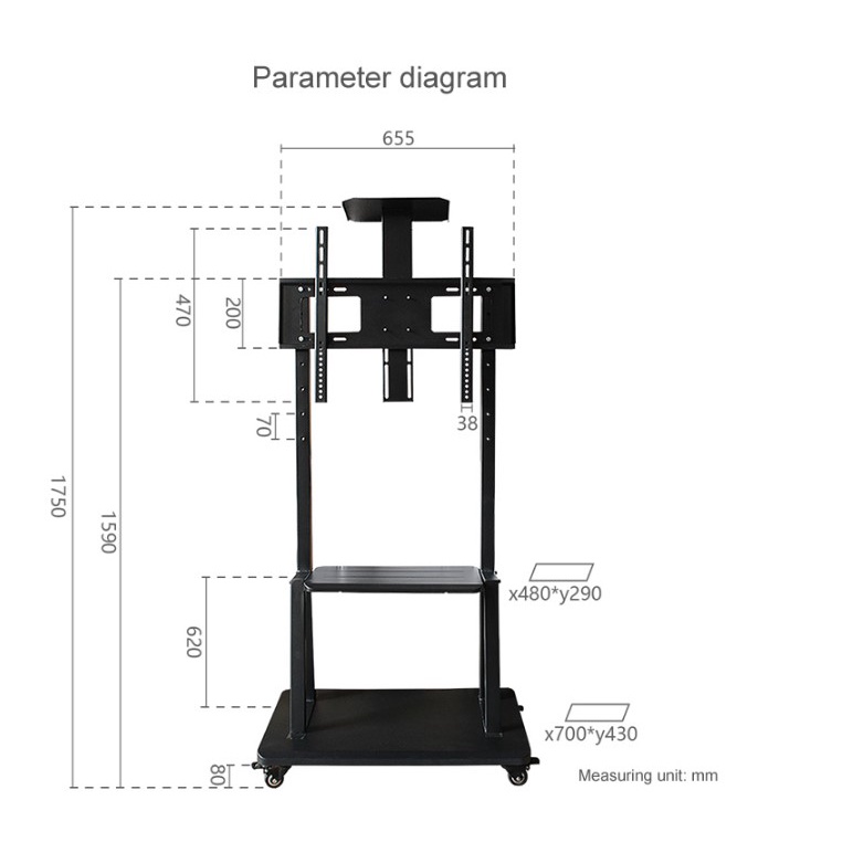 bracket tv stand roda dorong 70 65 60 55 50 49 43 40 inch/standing tv