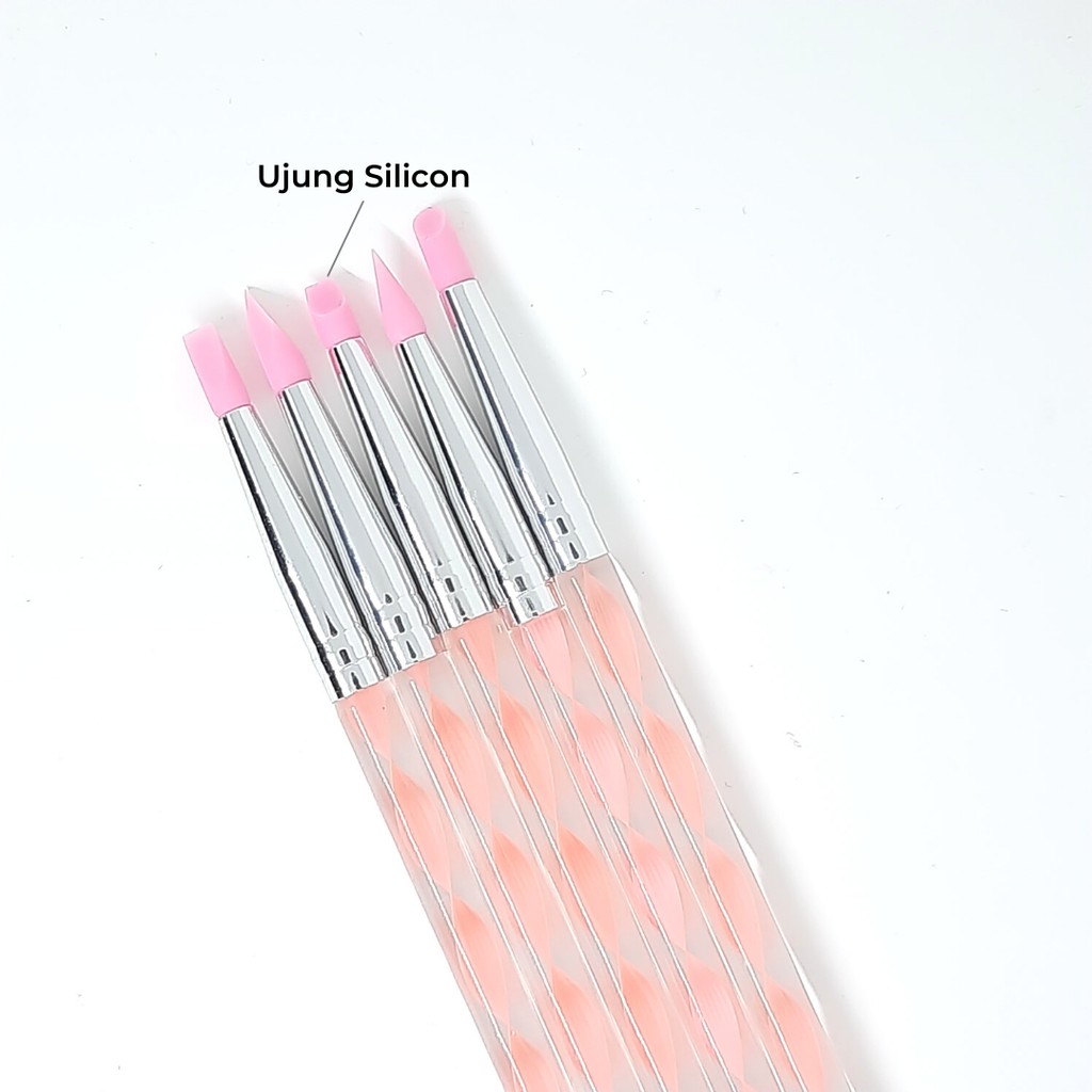 Brush Dual dotting silicone spiral set Nail Art tools