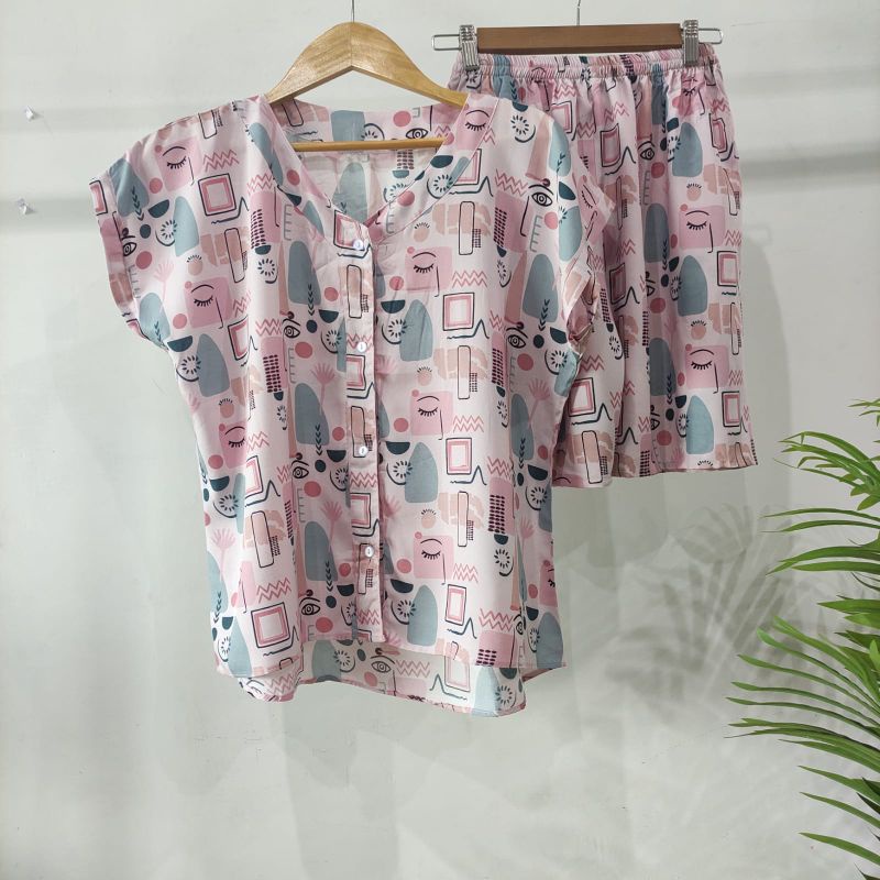 PIYAMA KANCING PENDEK HITS PIYAMA KANCING BUSUI | PIYAMA RAYON | HOMEWEAR-PD NK7