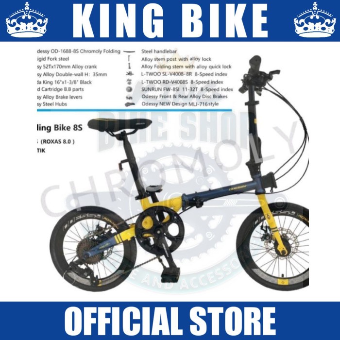 Sepeda Lipat ukuran 16 Inch Odessy Roxas 8.0 Chromoly 8 Speed
