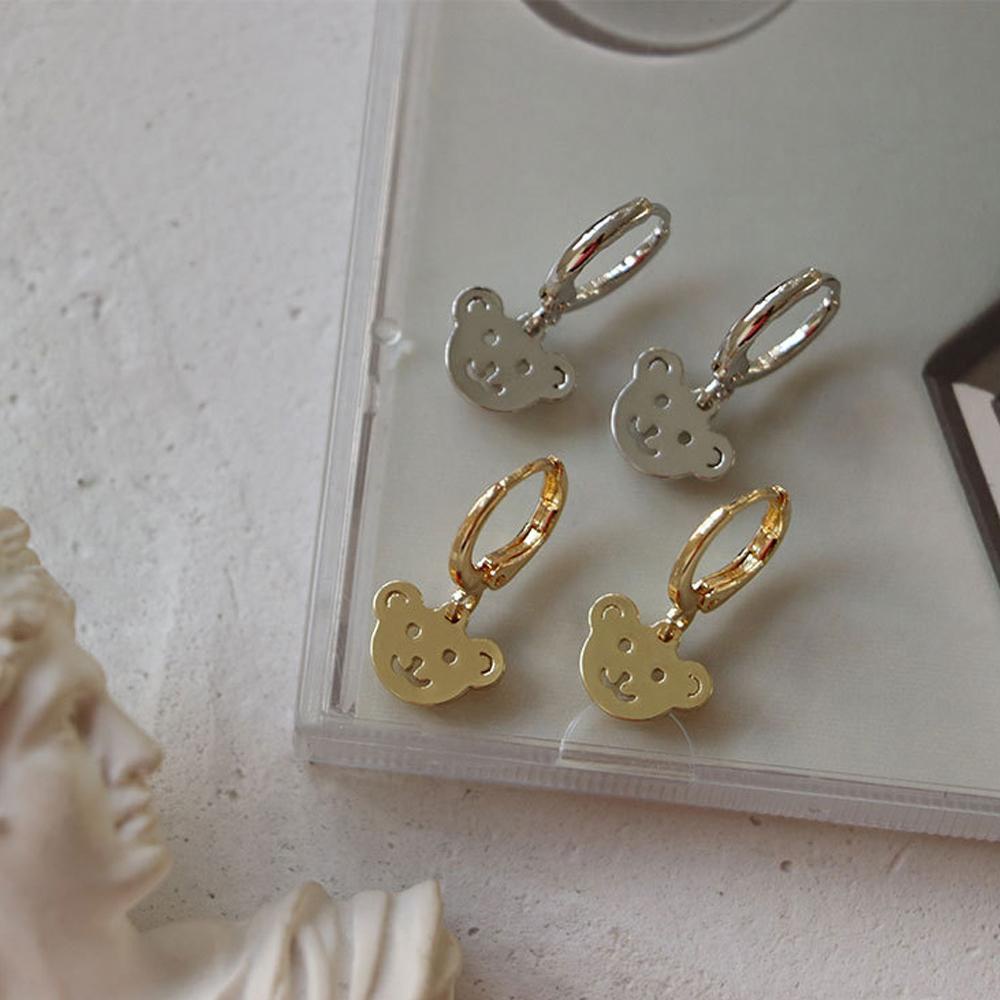 Anting Menjuntai Beruang QUINTON Lucu Keren Wanita Geometris Stud Earring Gadis Stainless Steel