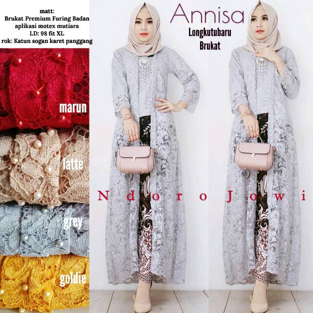 Baju Batik Annisa longkutubaru brukat / Batik Gamis muslim (geser gambar lihat lain)