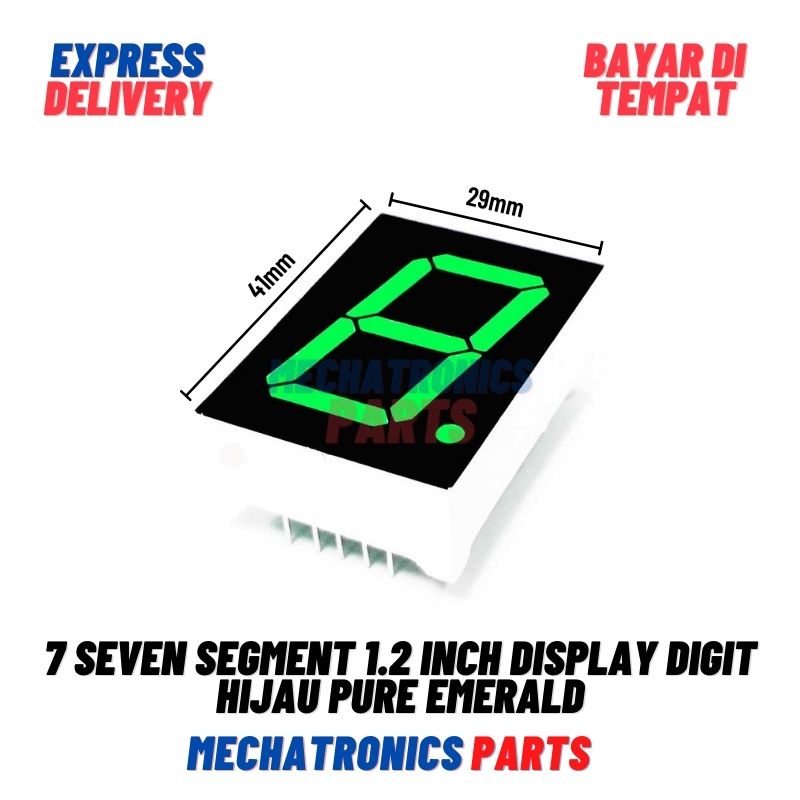 7 SEVEN SEGMENT 1.2 INCH DISPLAY 1.2INCH DI SEGMEN DIGIT HIJAU PURE EMERALD