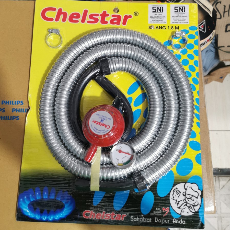 CHELSTAR GAS REGULATOR METER SET ( SELANG + METER ) ANTI BOCOR MURAH