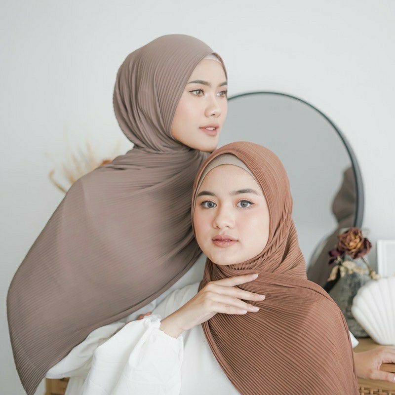 PREMIUM pashmina plisket full (tanpa lipatan tengah) hijab havana muslimah-4