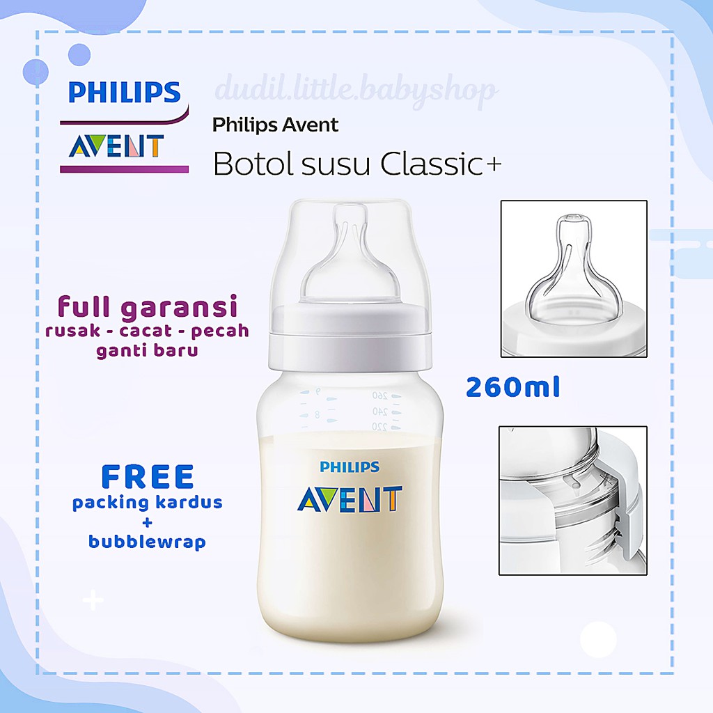 BOTOL SUSU DOT AVENT CLASSIC PLUS 260 ML BENING ANTI COLIC