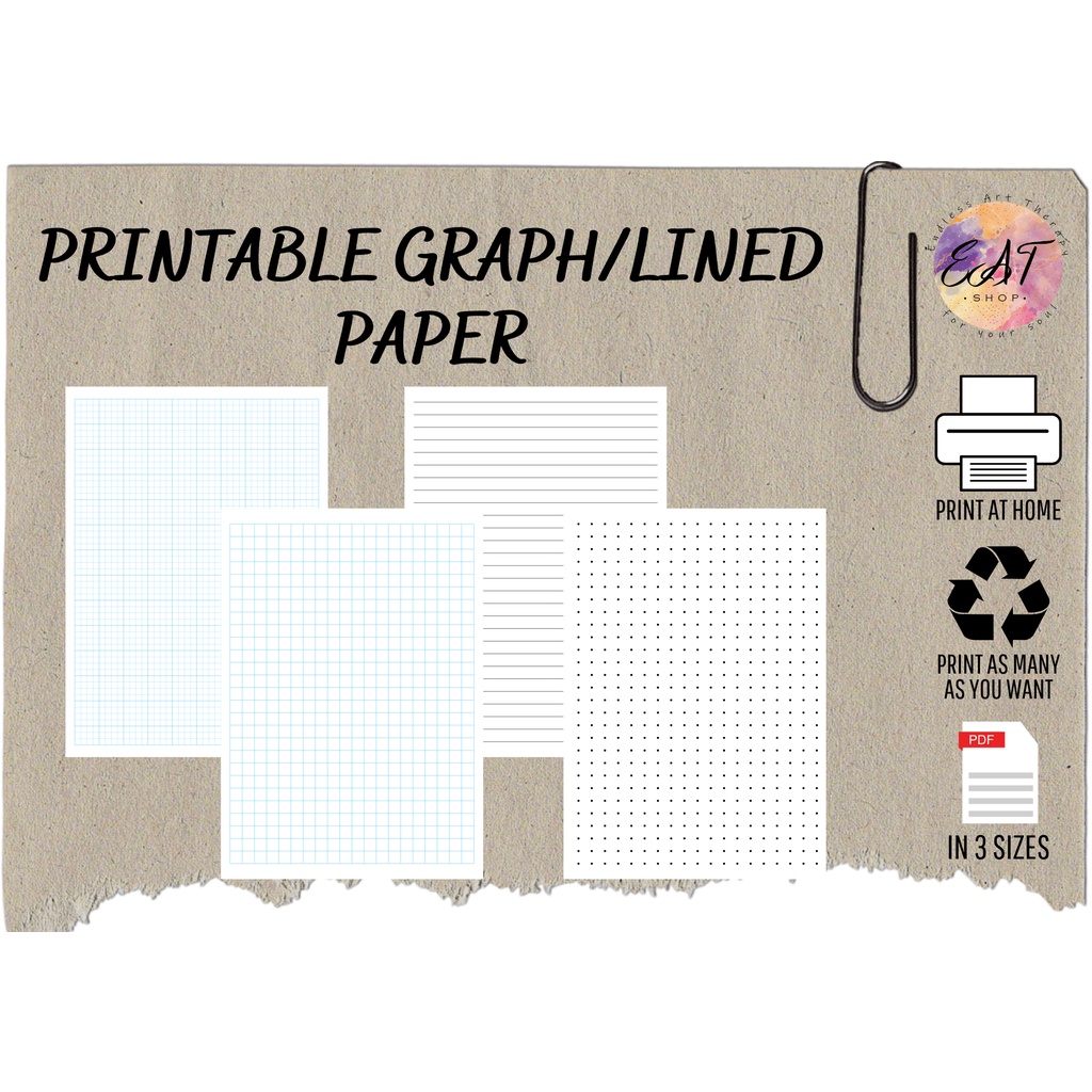 

Print at Home - Template Kertas Grafik, Kertas Bergaris dan Kertas Bertitik - Digital Download Template Paper