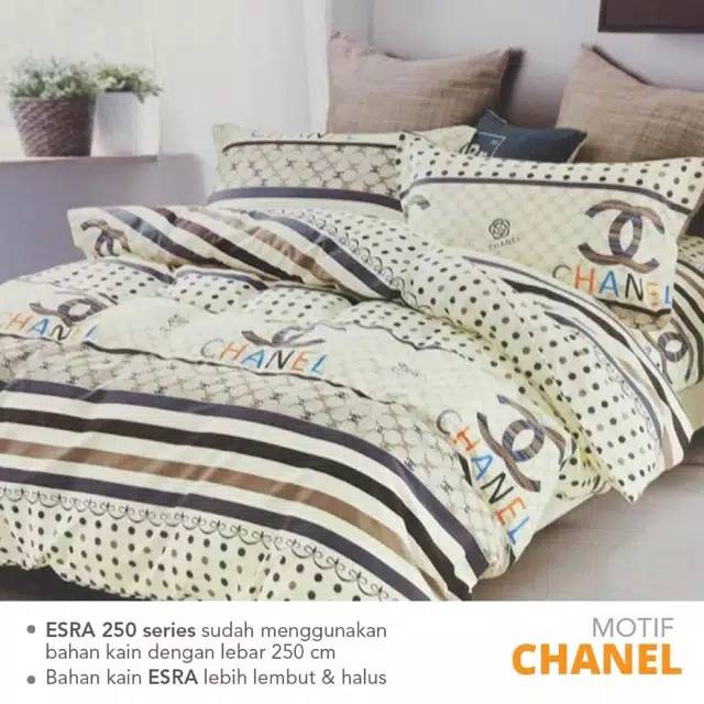 Sprei SiNyaman - Sprei Motif Chanel  Bahan Katun Lokal Esra