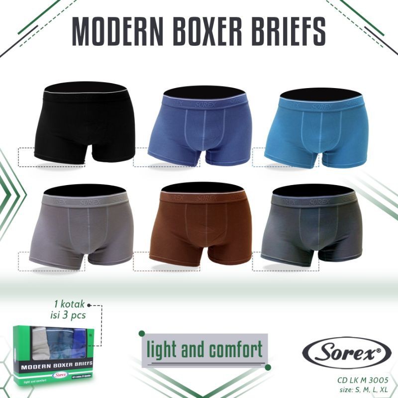 Celana Dalam Pria Sorex Katun Lembut Boxer Dan Briefs Best seller