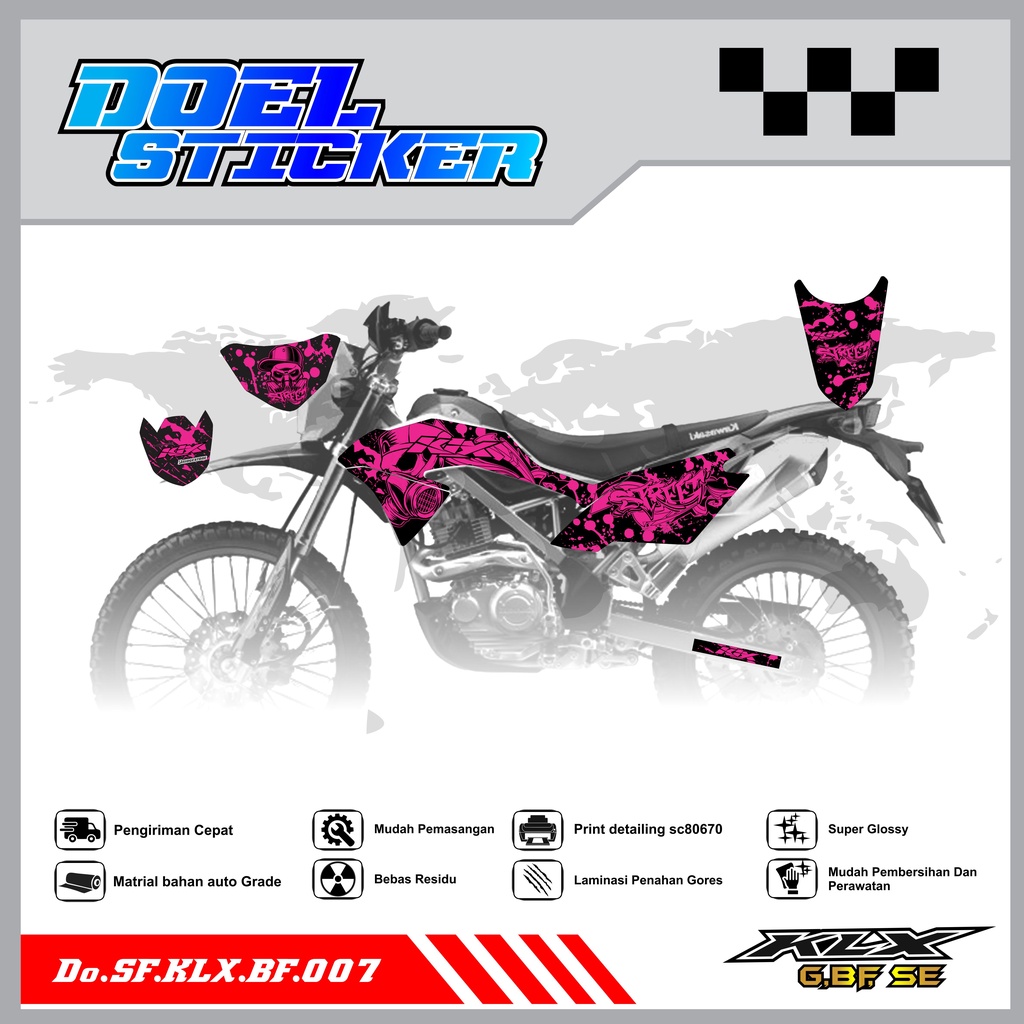 Sticker Striping Honda KLX 150 G , BF , SE Lama List Variasi Hologram , Crome Doel 007