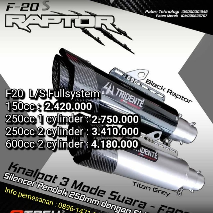 ssm-22 Knalpot 3Tech hybrid 3 suara tipe Tridente F20 raptor Non EVA
