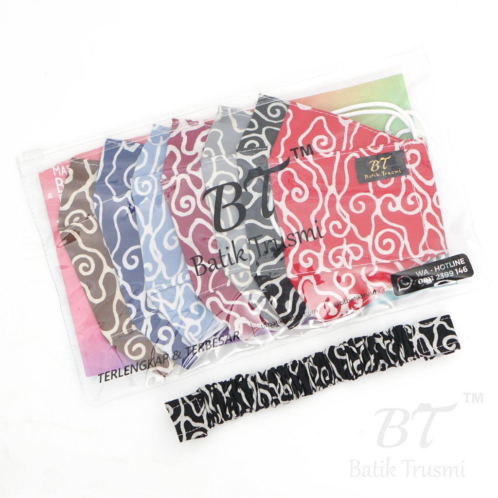 BATIK TRUSMI Masker Kain Batik Souvenir Pernikahan Masker Motif Mega Mendung KN94