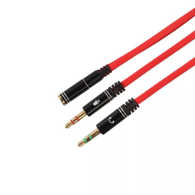 Trend-KABEL AUX MERAH MIC+HEADPHONE Jack Audio 1 Female to 2 Male Splitter Y