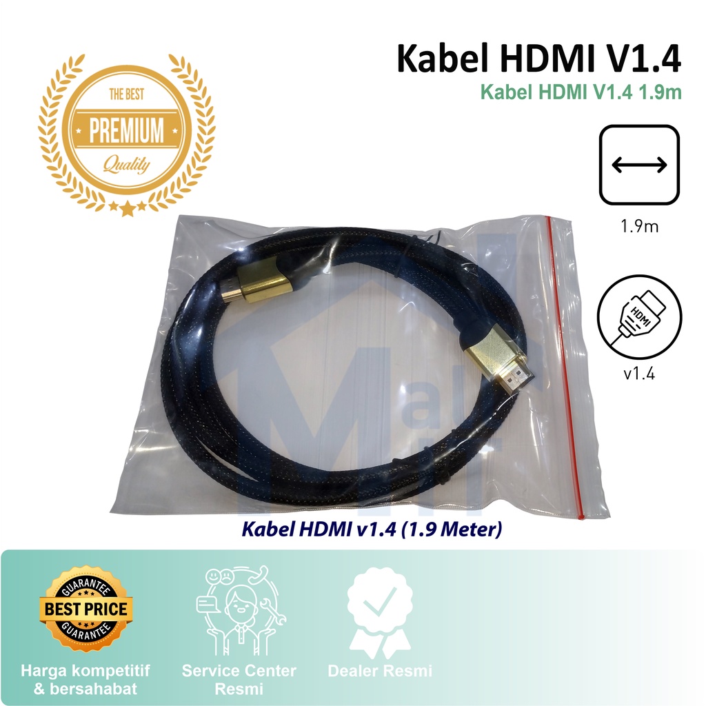 KABEL HDMI V1.4 1.9 METER 1.9m high quality kualitas top murah