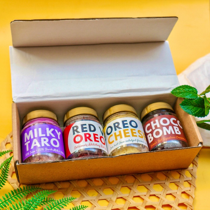 

KUE JARCAKE PAKET ASSORTED BOX ISI 4 (UKURAN 200ML X 4PC)