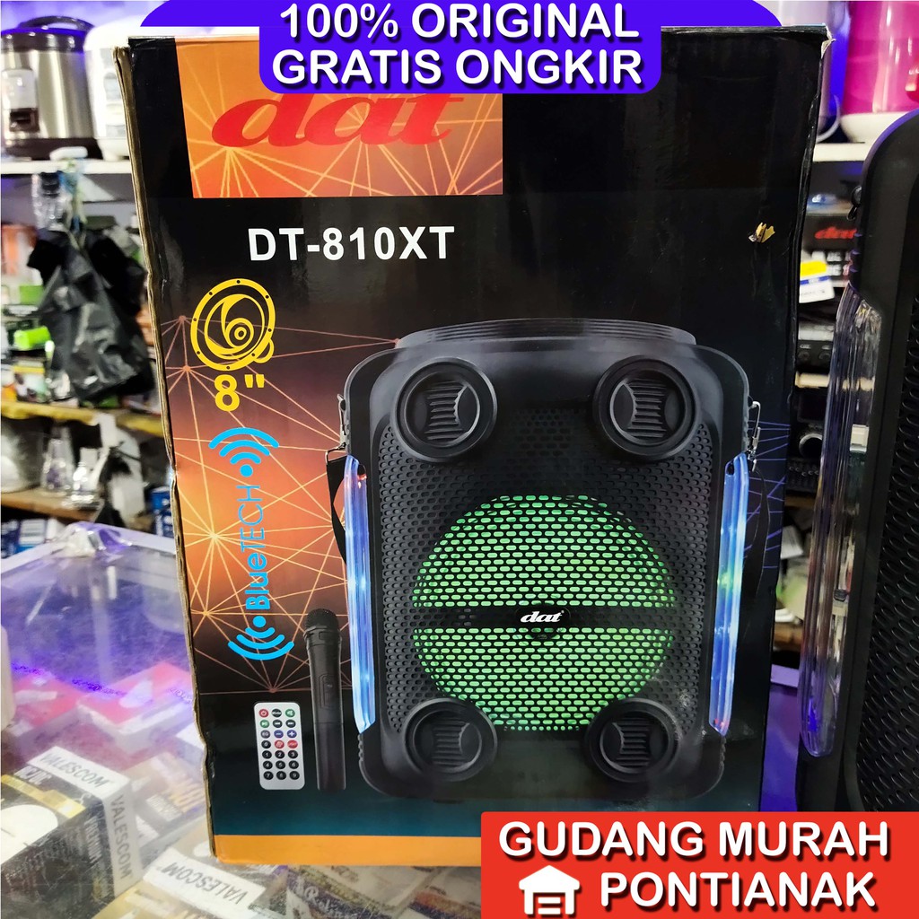 DAT DT 810 XT Bonus 1 mic wireless Speaker Bluethoot Karaoke Portable Seperti GMC Ampli meeting DT-810XT 810XT