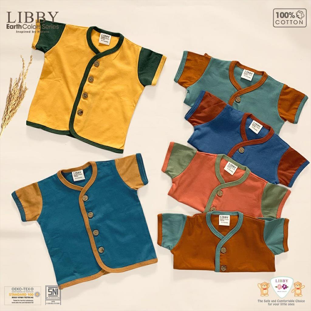 LIBBY (1pcs) Comfy Set Kombinasi Earth Series Stelan Baju + Celana PENDEK (0-2 Thn)