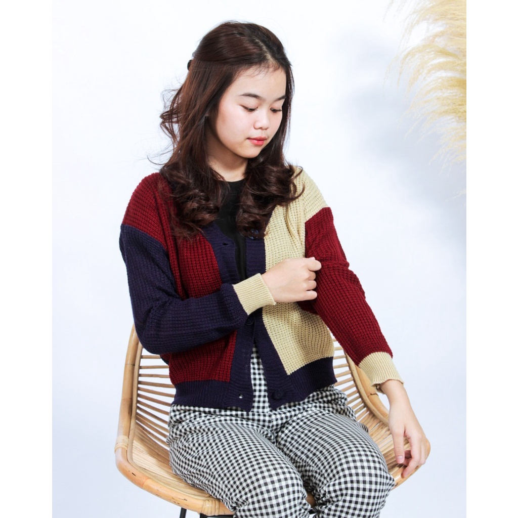 Promo Baju Atasan Wanita Terbaru Cardigan Crop Rajut Premium Tebal ARSY COMBY KEKINIAN