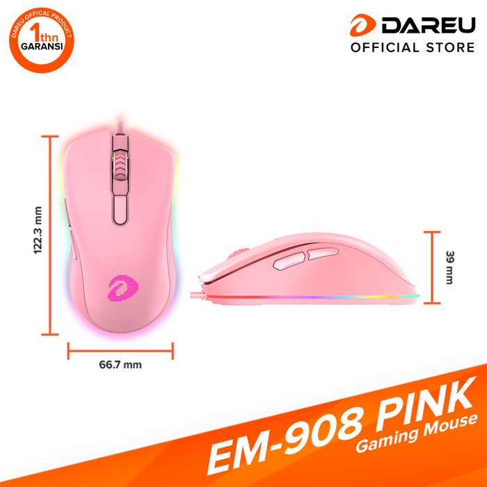 DAREU EM-908 Gaming Mouse Pink Edition