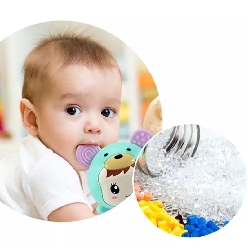 Mainan Tongkat Rattle Teether+Musik+Lampu Kelap-kelip Bentuk Kartun untuk Bayi