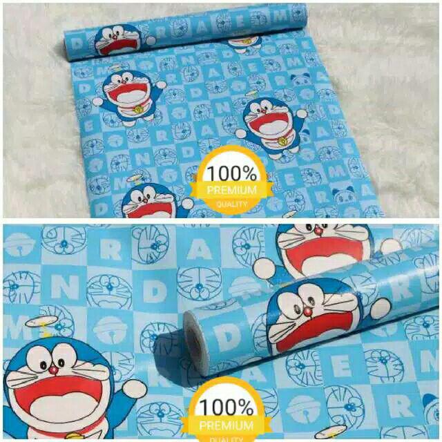 Grosir Murah Wallpaper Dinding Kamar Ruang Indah Bagus Lucu Kartun Anak Biru Doraemon 10 Meter