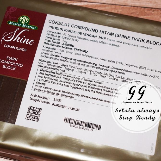 

Master Martini SHINE DARK Chocolate Compound 1 KG Coklat Cokelat Hitam