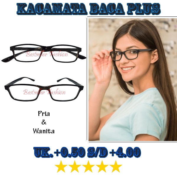 New !!!!! Kacamata Plus (+) Rabun Dekat Uk. +0.50 s/d +4.00 Untuk Pria dan Wanita Frame Kotak Kecil Tanpa Kotak Kacamata