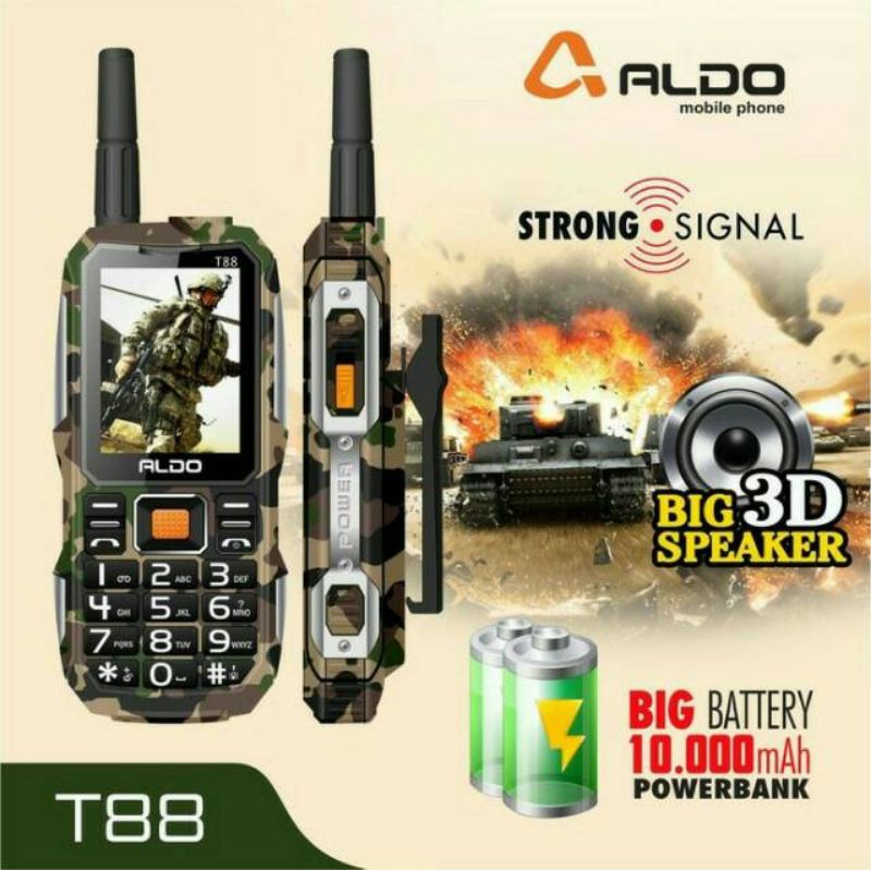 DC - Hp aldo t88 T-88 murah handpone outdoor antena bisa buat pb powerbank