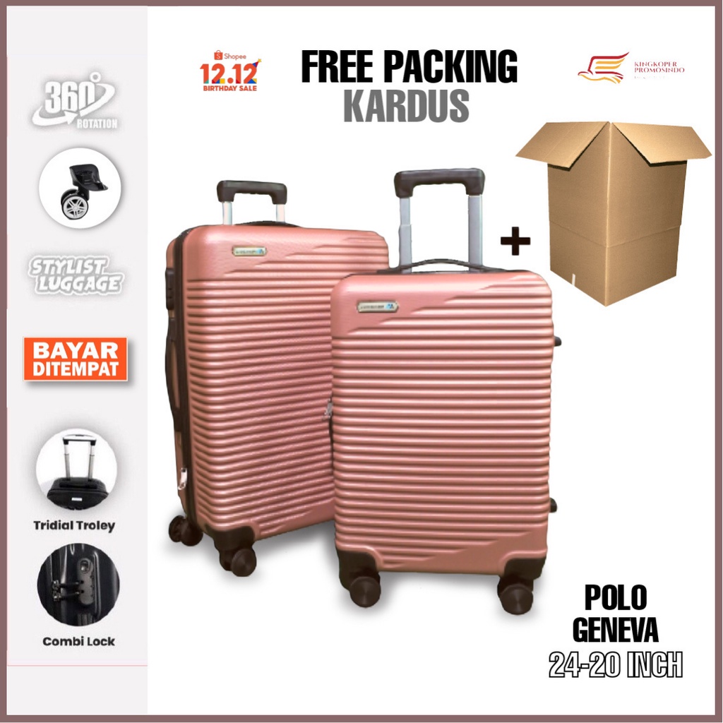 Koper Premium Set ukuran 20+24 Polo / koper fiber hardcase / anti pecah / koper kabin / cabin