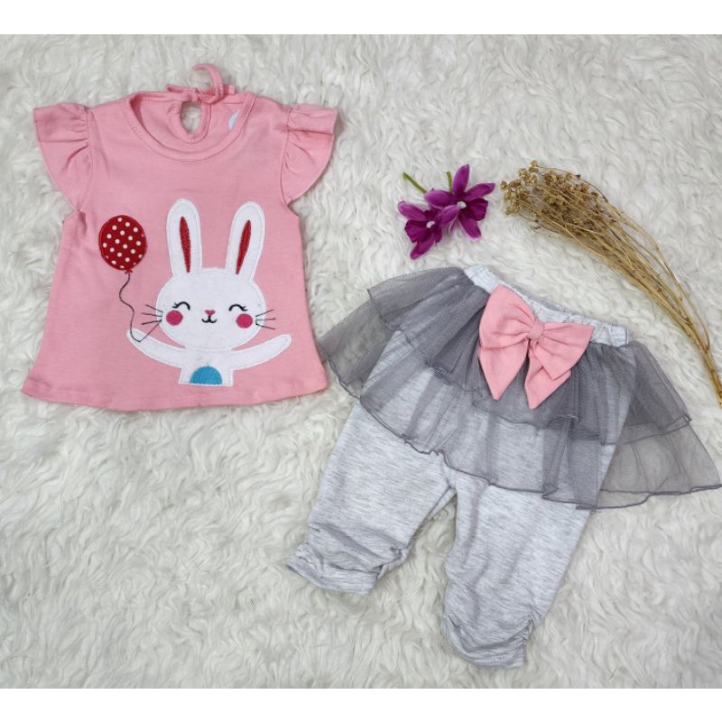 Baju bayi perempuan stelan celana tutu baby girl