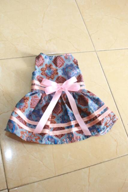 Dress batik biru bunga merah / dress kondangan lucu untuk kucing / baju kucing murah size S M L XL