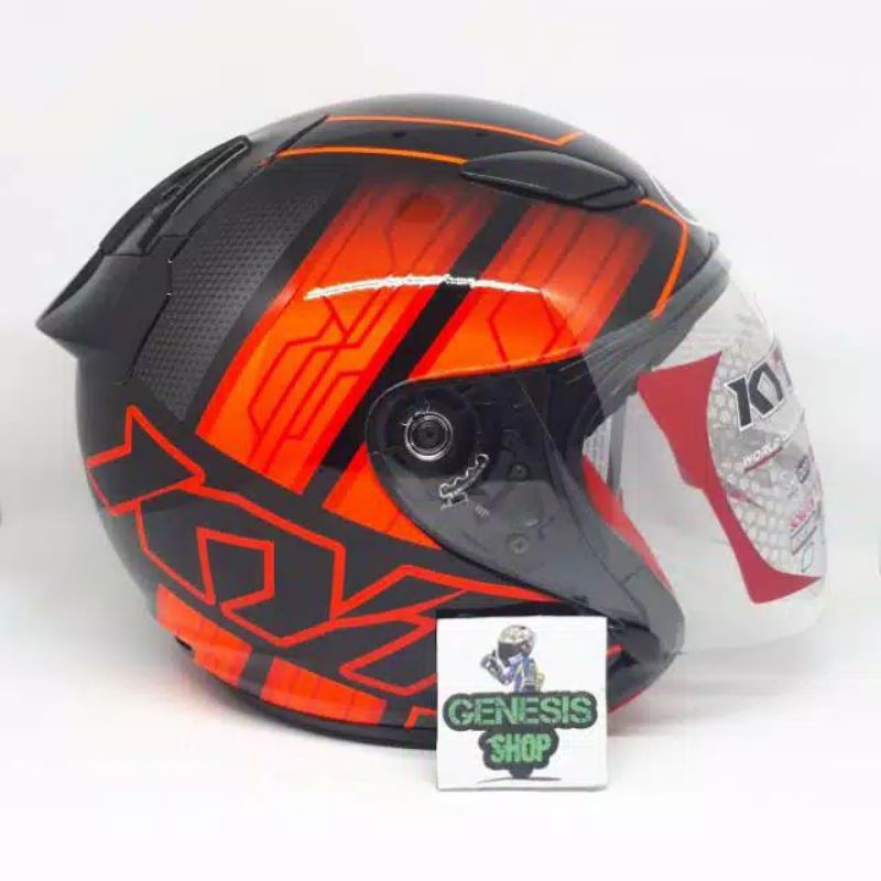 Helm KYT  half face helm KYT DJ MARU motif-#14 black orange