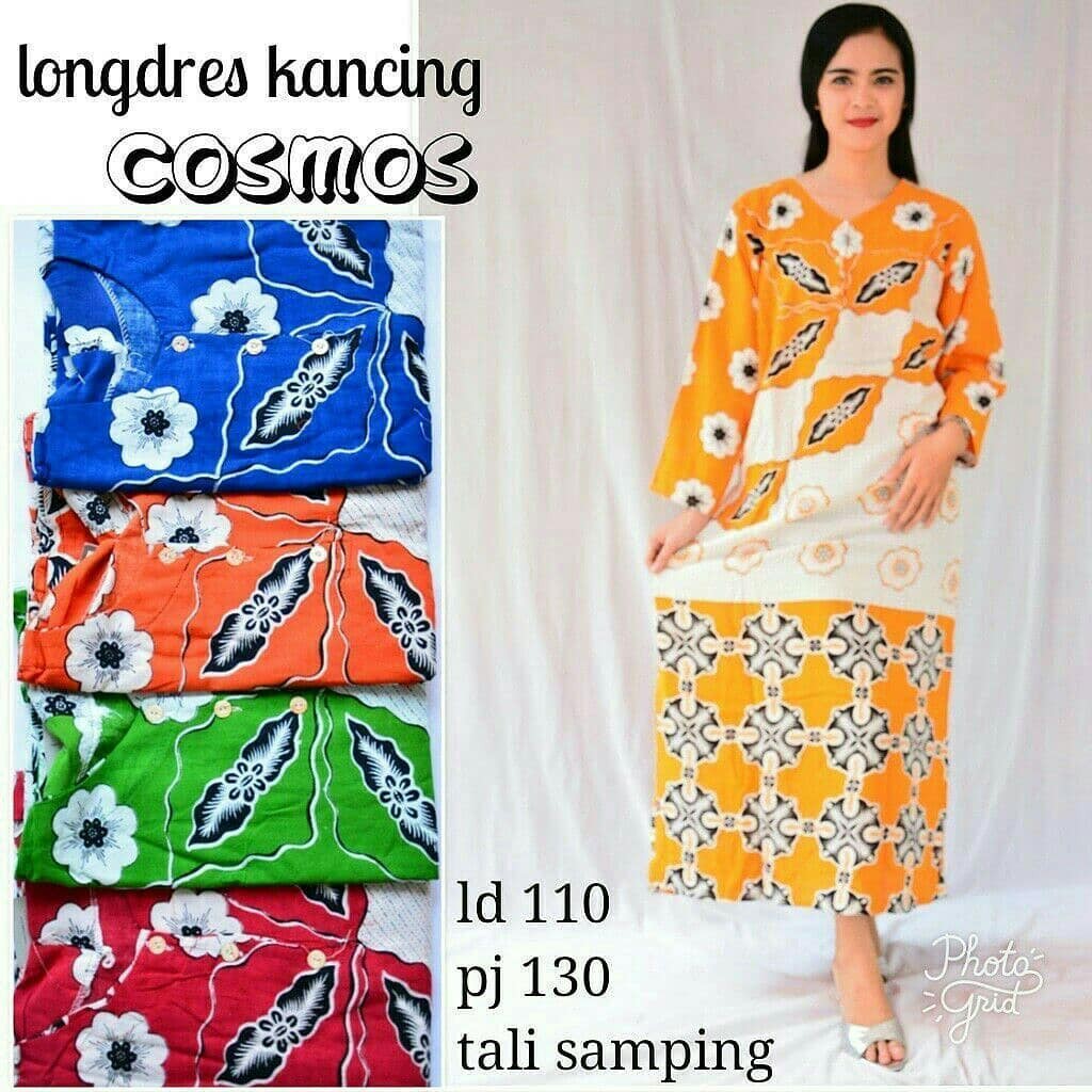 Longdress Kancing Cosmos Tali samping  \ Daster Lengan Panjang Kancing - grosir & ECER
