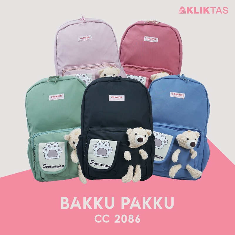 [KLIKTAS] Tas Ransel Perempuan Korea Bakku Pakku 2086 Backpack Sekolah Kuliah Pelajar Mahasiswa