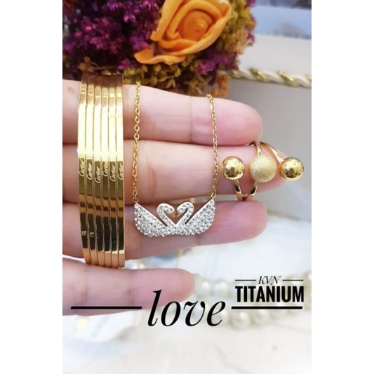 TiTanium set gelang kalung dan cincin h211