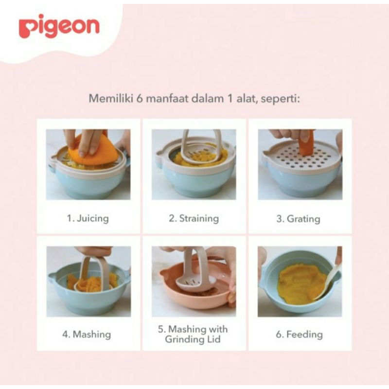 PIGEON Home Baby Food Maker - Alat MPASI - Pembuat Makanan Bayi - Grater Parutan Strainer Saringan Masher Ulekan