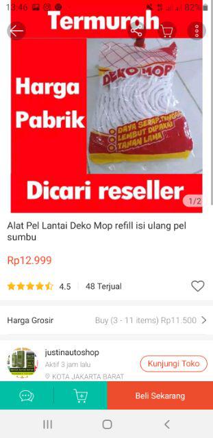Alat Pel Lantai Deko Mop Refill Isi Ulang Pel Sumbu
