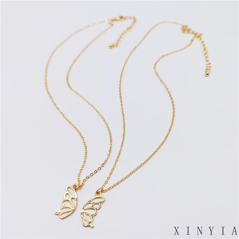 2pcs Kalung Persahabatan Bentuk Kupu-Kupu Untuk Wanita