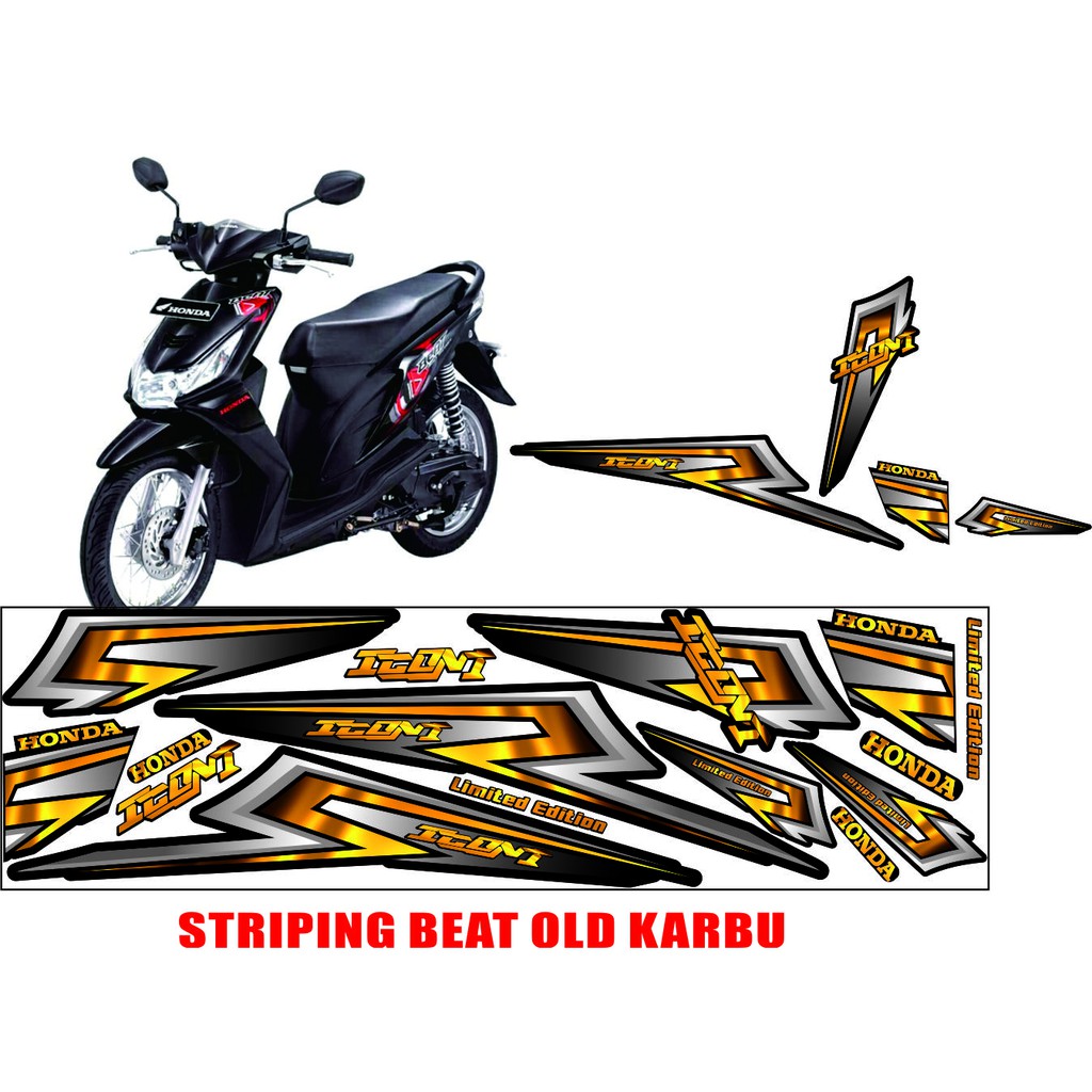 VARIASI BUAT MOTOR HONDA MATIC BEAT OLD BEAT KARBU ICON GOLD STRIPING