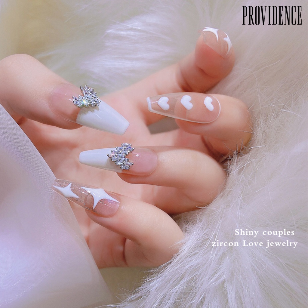 Providence 5Pcs Eye-catching Nail Decoration Exquisite Cubic Zirconia Decorative Heart Shape Nail Art Jewelry for Home