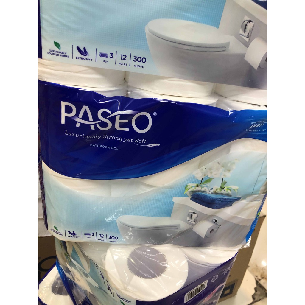 Tissue Paseo Toilet Bathroom 12 roll 300sheets 3ply